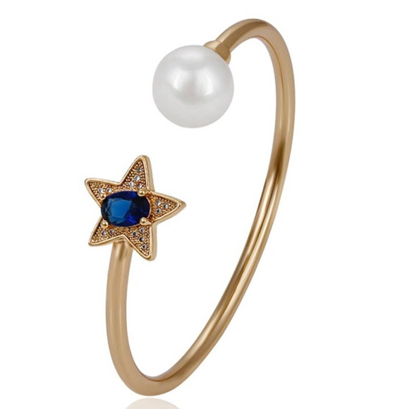 Jewelry - Sapphire Amethyst Ruby Star 18k Gold Plated Open Bangle